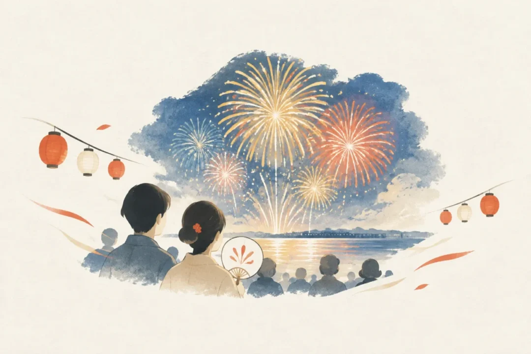 大阪芸術花火をテーマにした祭りのイメージ