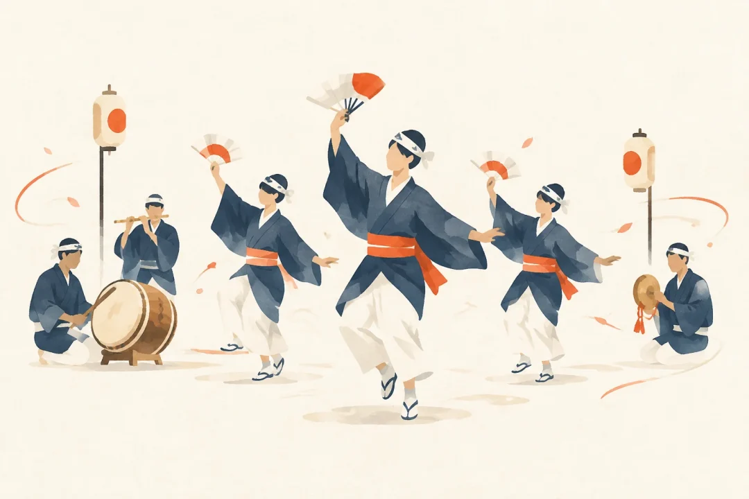 壬生六斎念仏踊りをテーマにした祭りのイメージ