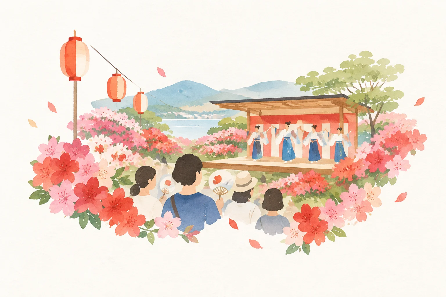 舞鶴つつじまつりをテーマにした祭りのイメージ