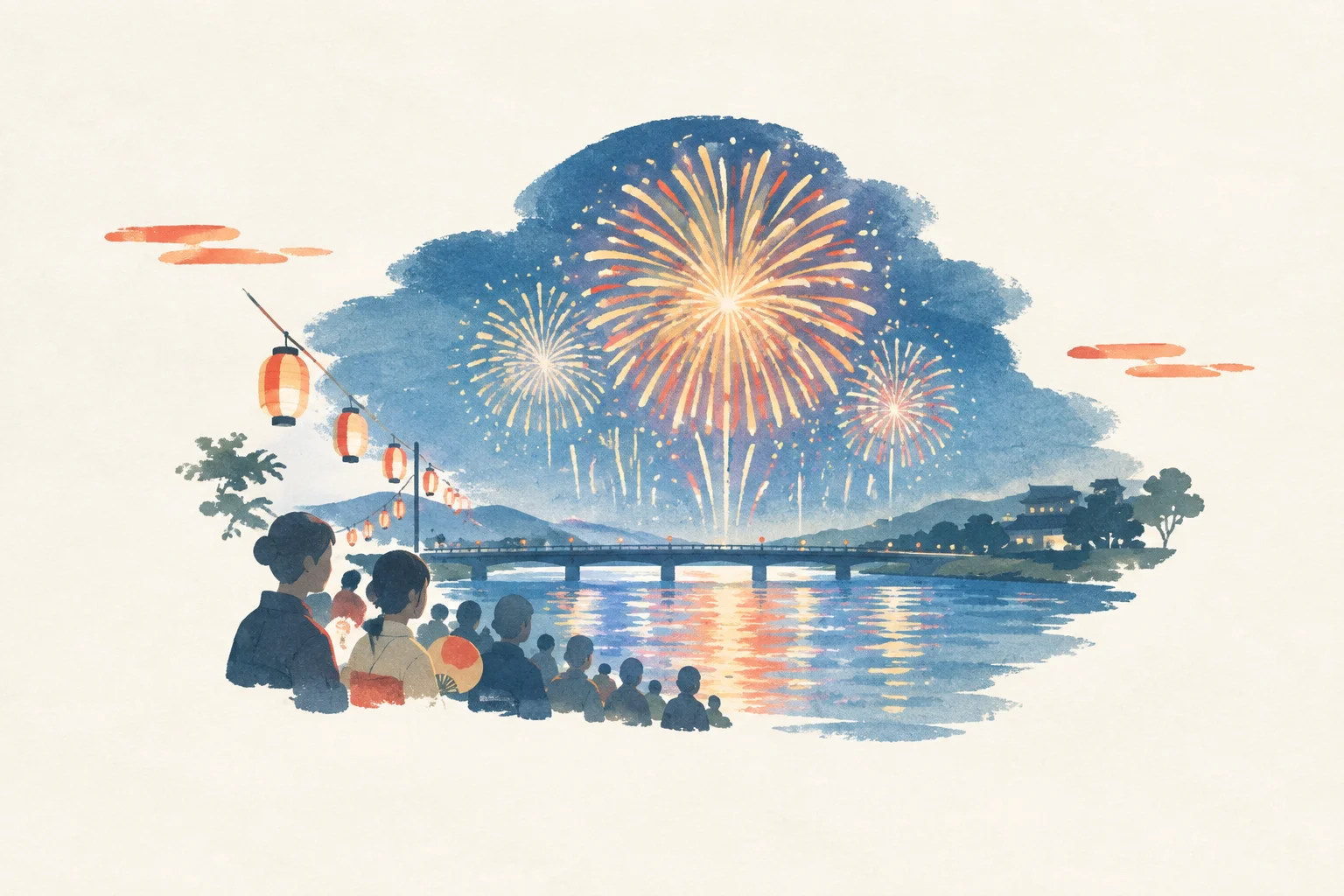 以宇治川烟花大会为主题的节庆意象