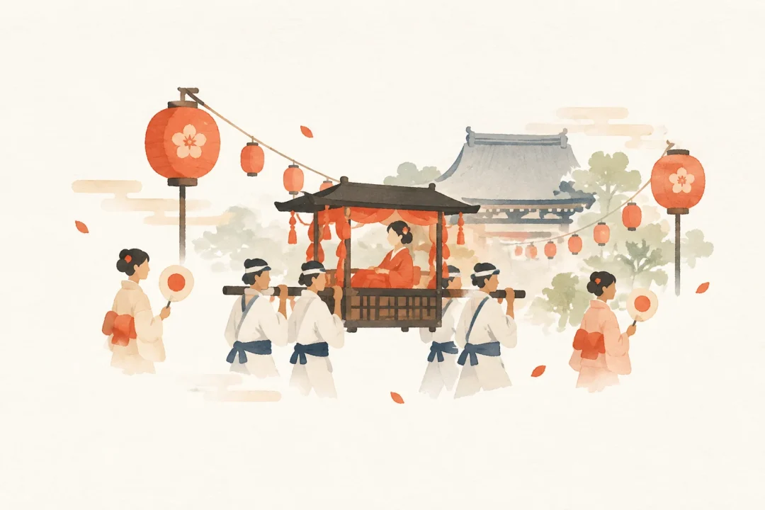 愛染まつりをテーマにした祭りのイメージ