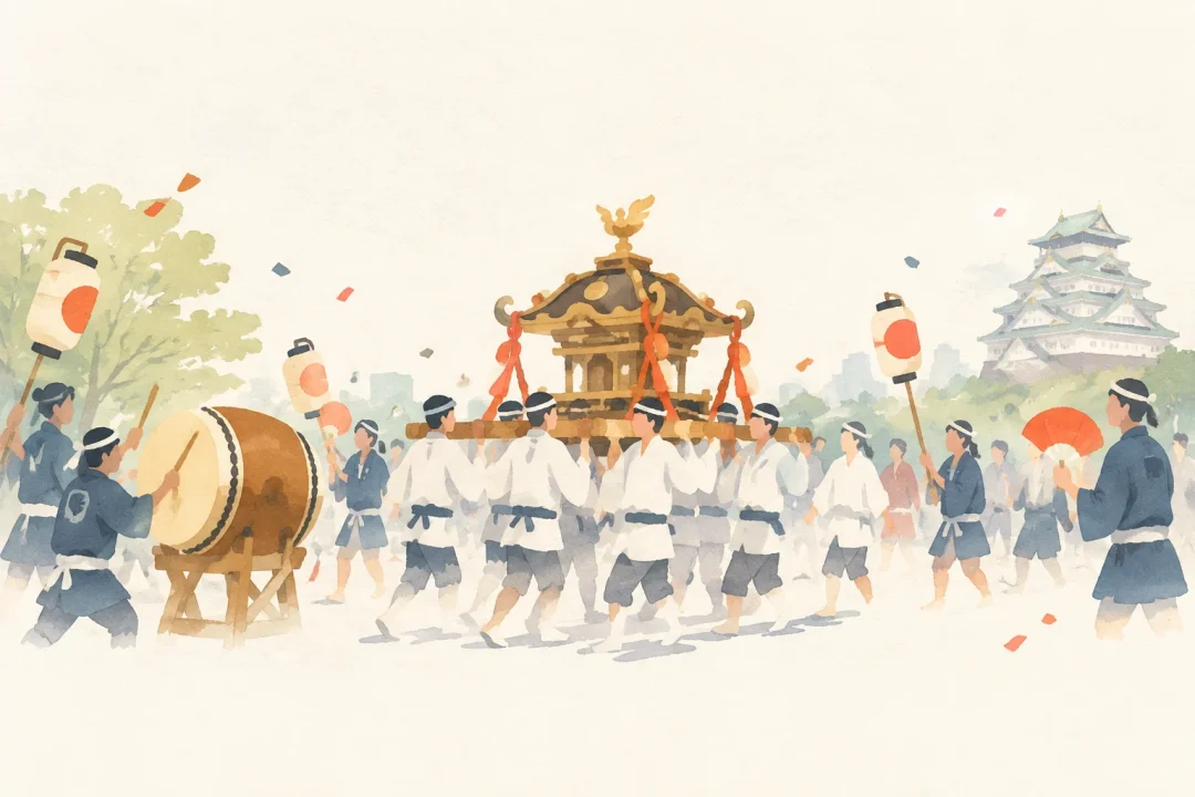 生國魂祭をテーマにした祭りのイメージ