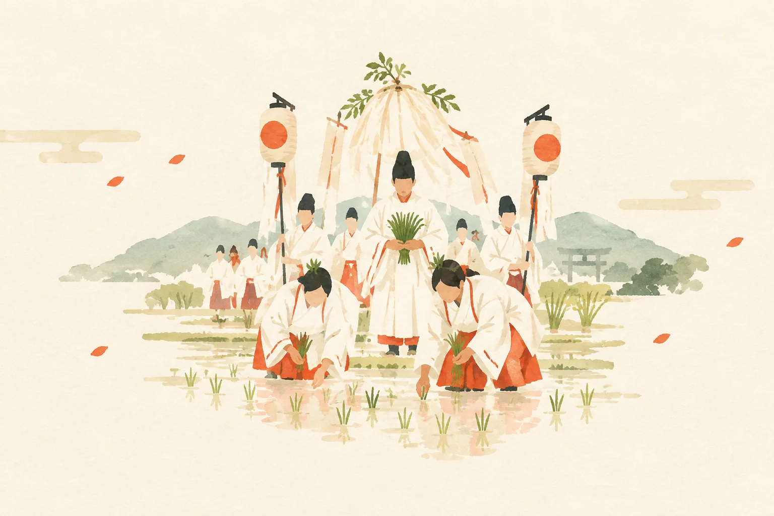 吉備津彦神社の御田植祭をテーマにした祭りのイメージ