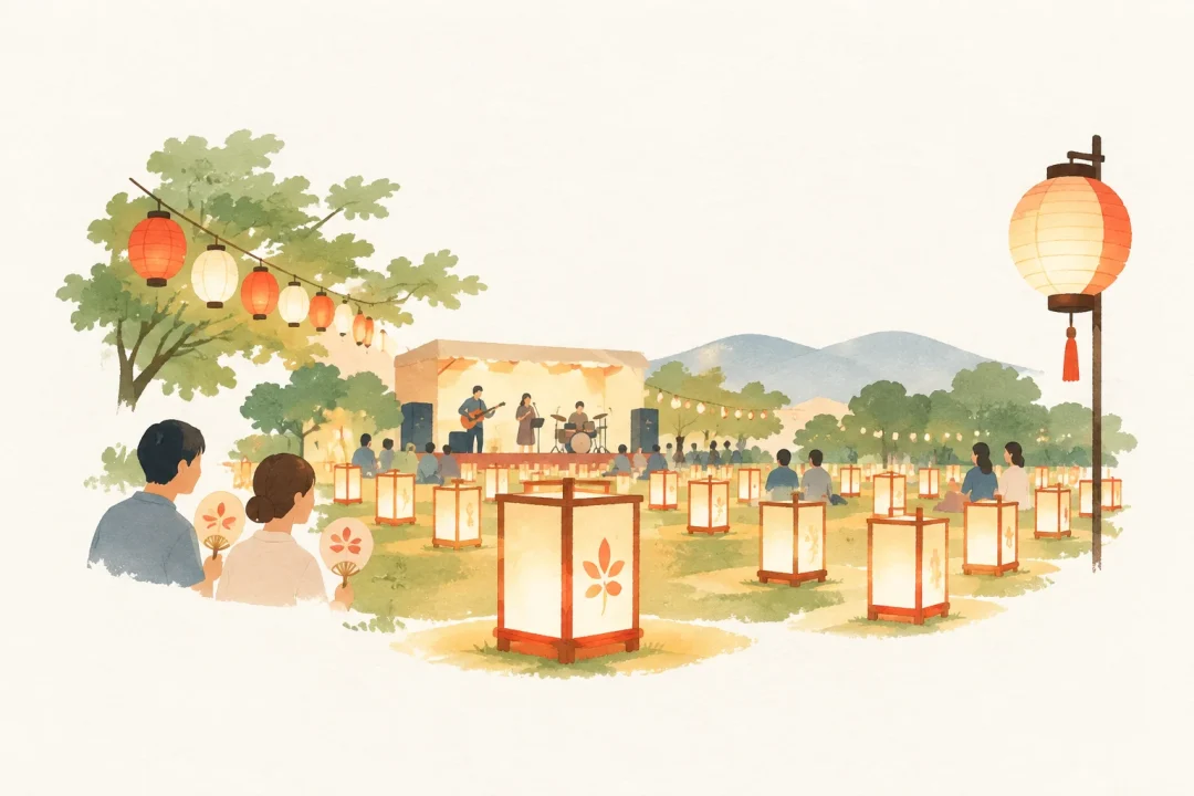 春日あんどん祭りをテーマにした祭りのイメージ