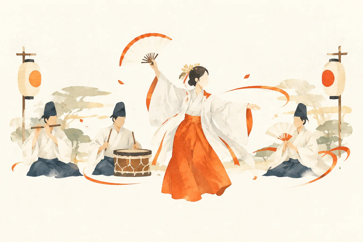 Illustration of a festival themed around Washinomiya Saibara Kagura