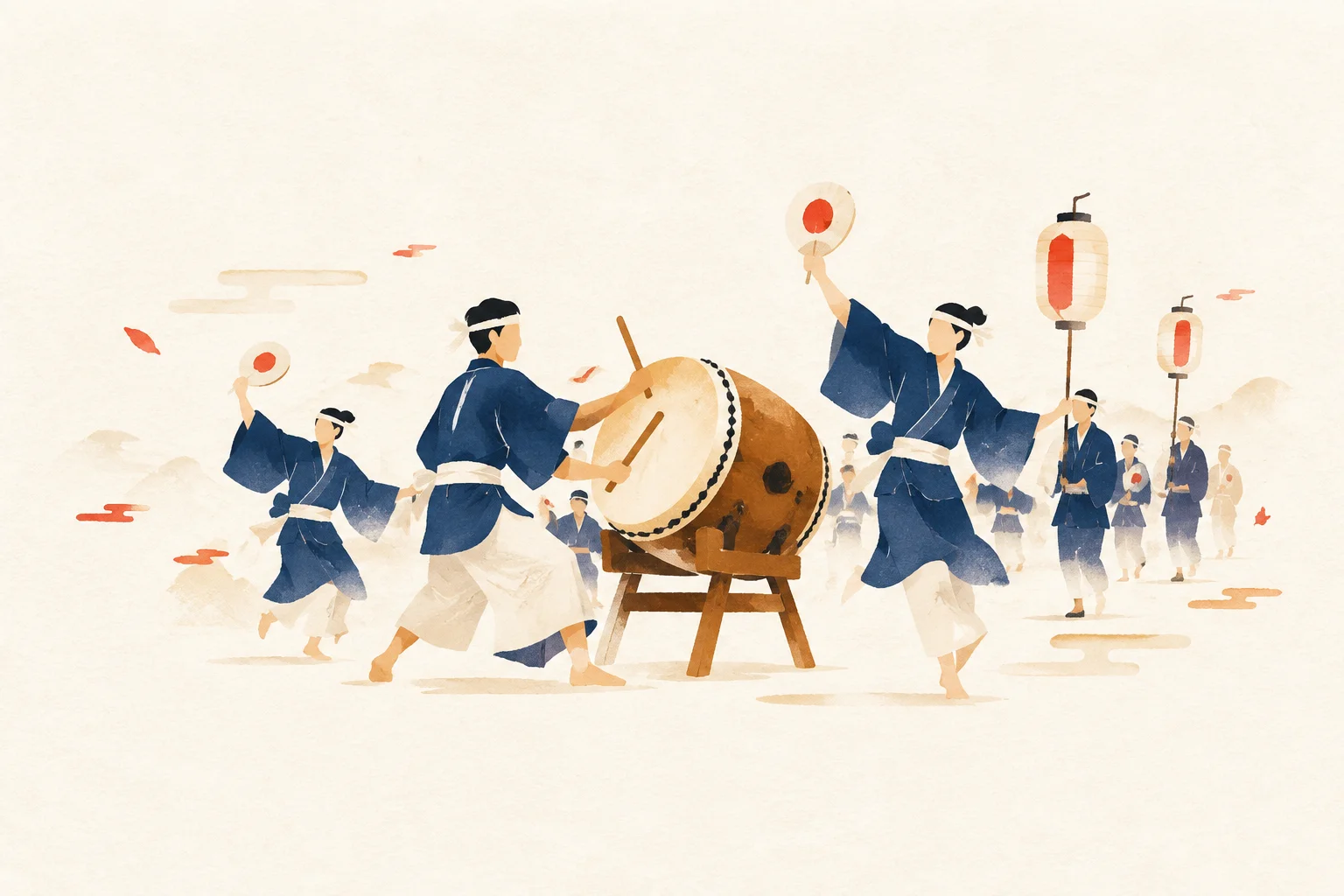 和合の念仏踊をテーマにした祭りのイメージ