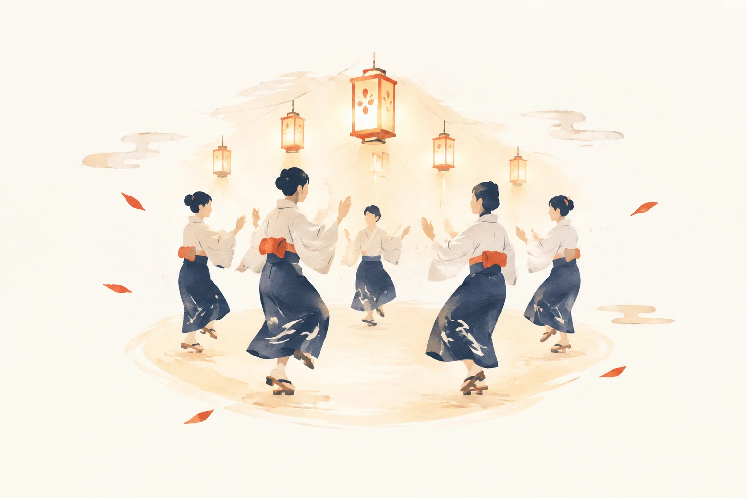 白鳥の拝殿踊をテーマにした祭りのイメージ