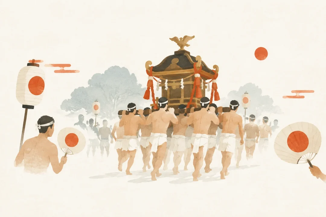 見付天神裸祭をテーマにした祭りのイメージ