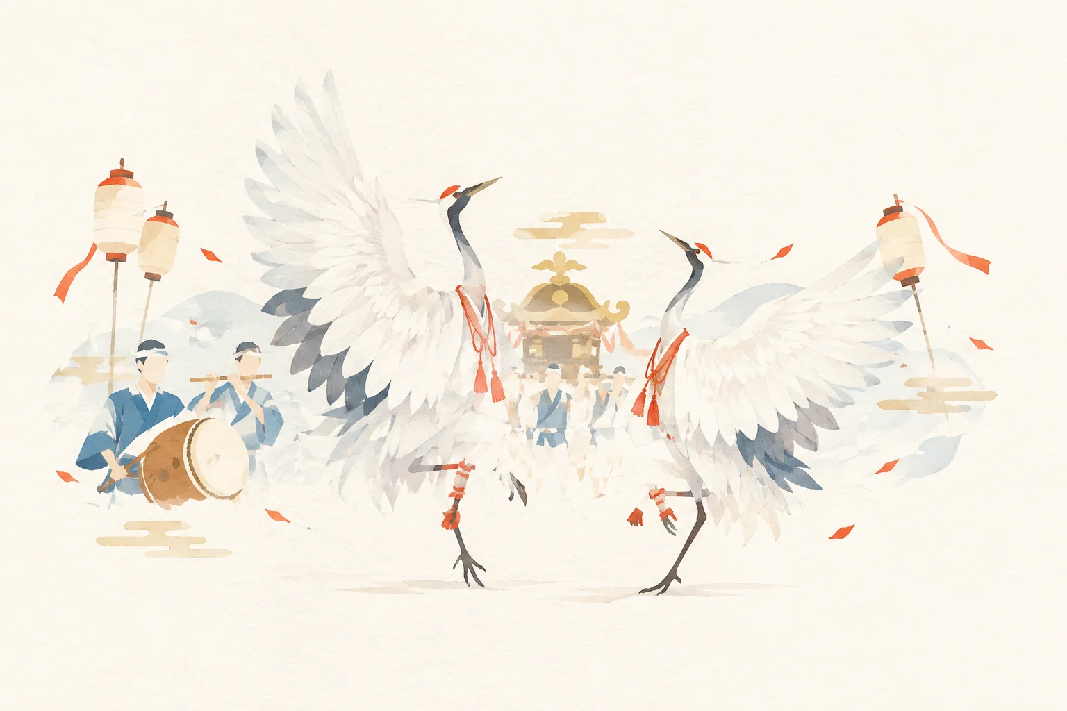 A festival-themed image of Sagi Mai at Tsuwano Yasaka Shrine