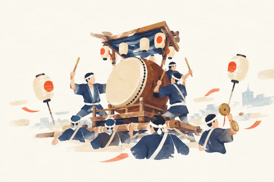 小倉祇園祭の小倉祇園太鼓をテーマにした祭りのイメージ