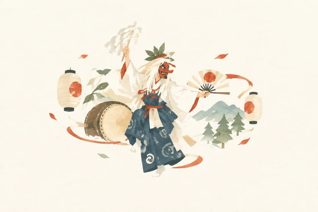 椎葉神楽をテーマにした祭りのイメージ
