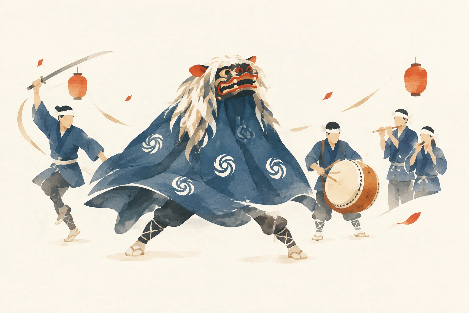 青笹のしし踊をテーマにした祭りのイメージ