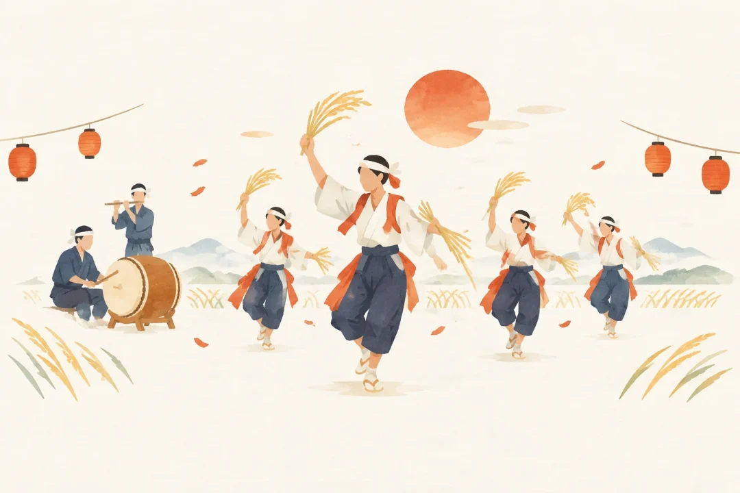 上羽太の天道念仏踊をテーマにした祭りのイメージ