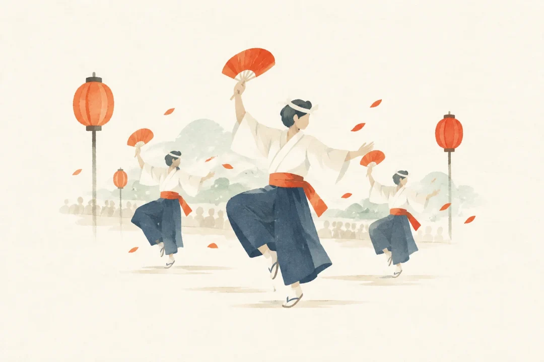 関辺のさんじもさ踊をテーマにした祭りのイメージ