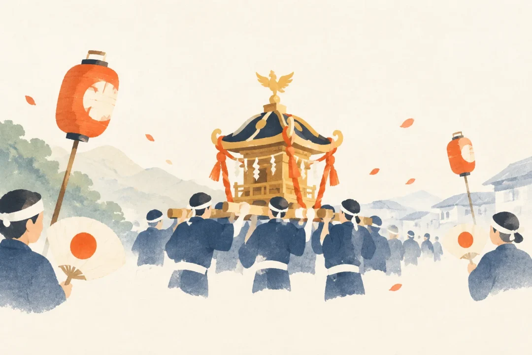 五所駒滝神社の祭事をテーマにした祭りのイメージ