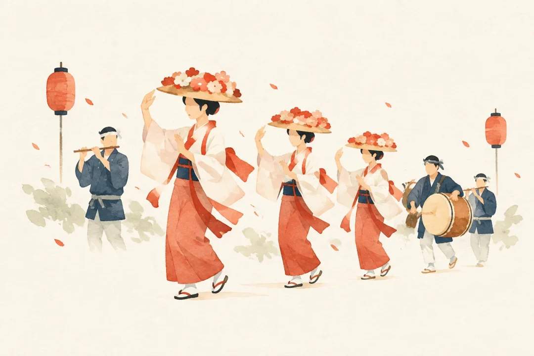 真家のみたま踊をテーマにした祭りのイメージ