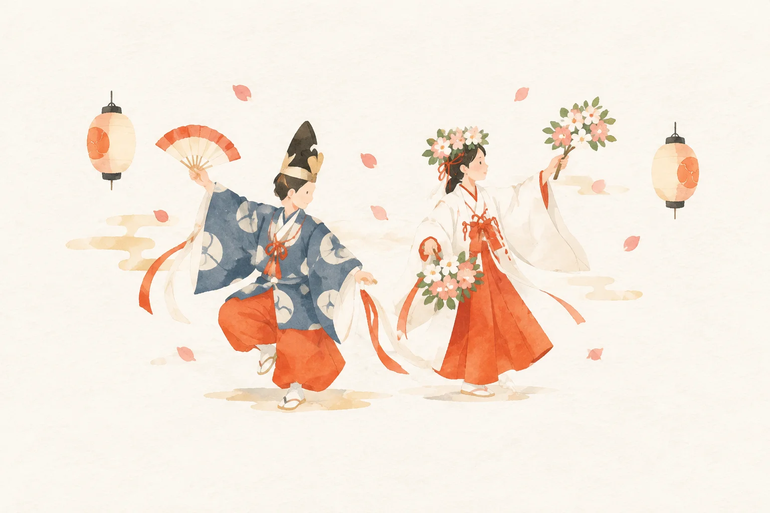 加茂の三番叟と花踊をテーマにした祭りのイメージ