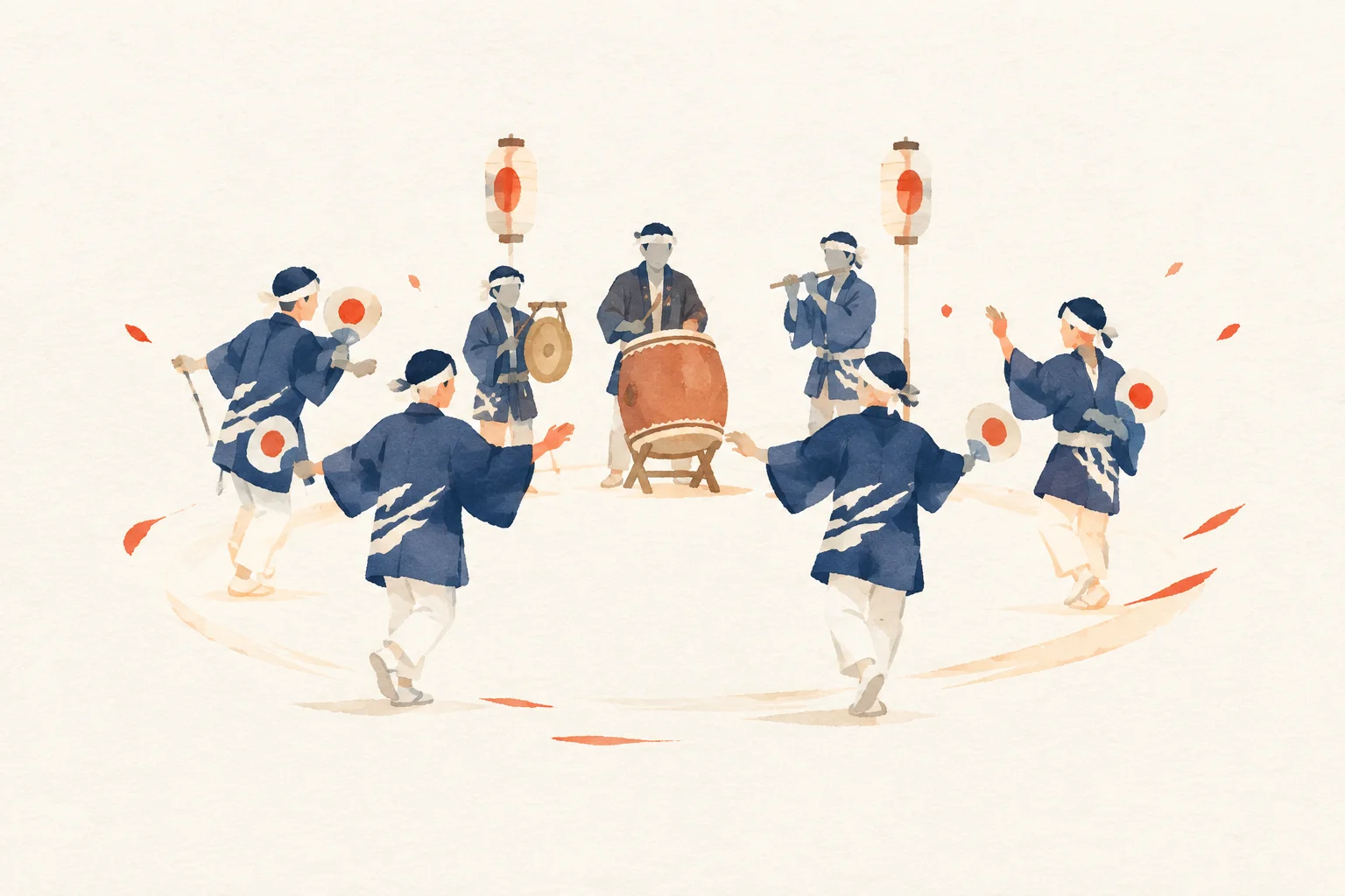 六座念仏の称念仏踊をテーマにした祭りのイメージ