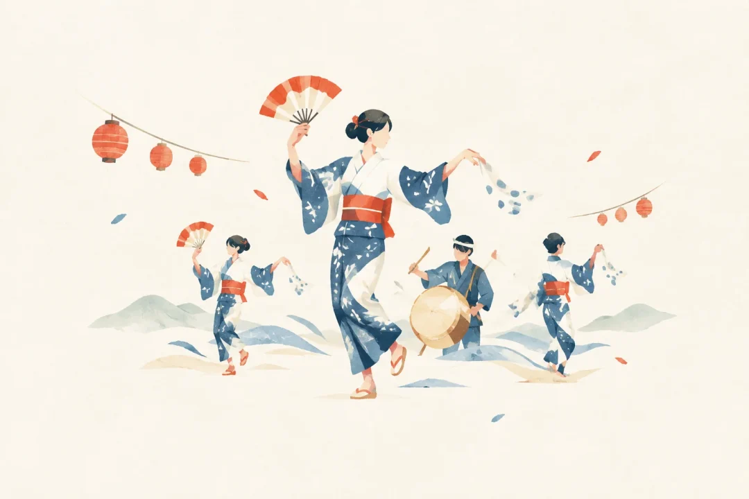 足柄ささら踊をテーマにした祭りのイメージ
