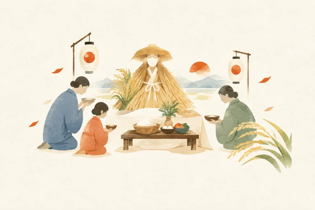 越中の田の神行事をテーマにした祭りのイメージ