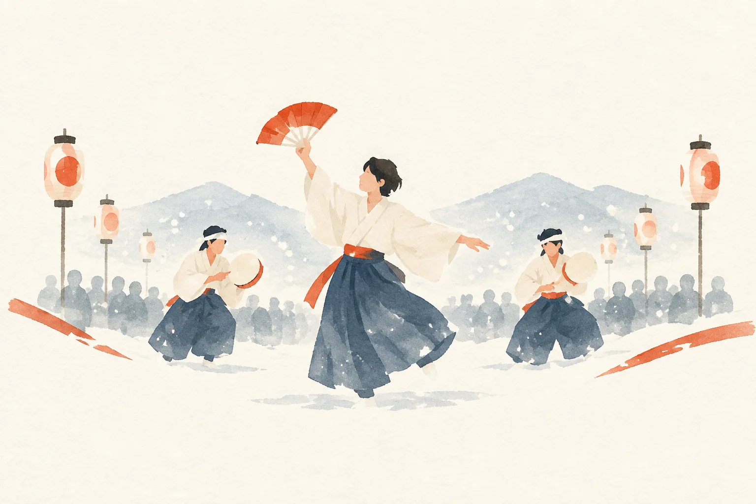 雪祭の芸能をテーマにした祭りのイメージ
