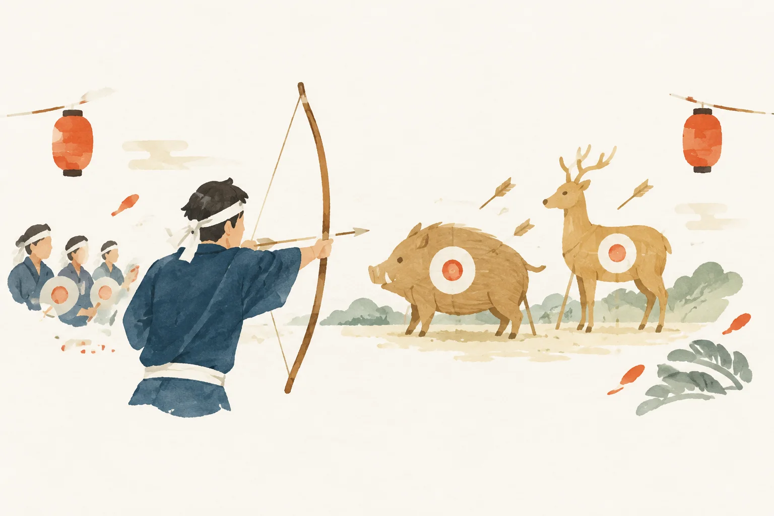 An illustration of a festival themed around the Shishiuchi Rite of Tōtōmi