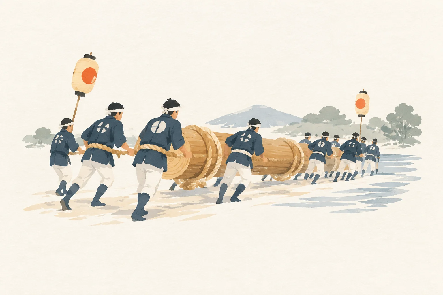 An illustration of a festival themed around Ise&rsquo;s &ldquo;Okihiki&rdquo; event