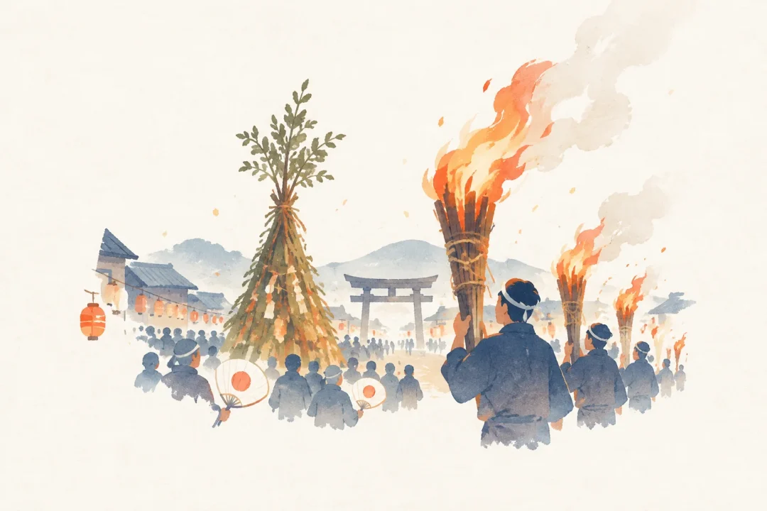 近江八幡の火祭りをテーマにした祭りのイメージ