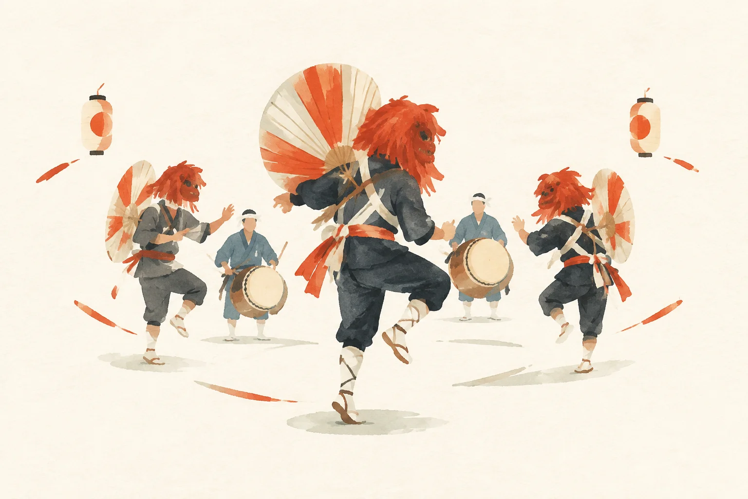 大杉のざんざこ踊をテーマにした祭りのイメージ