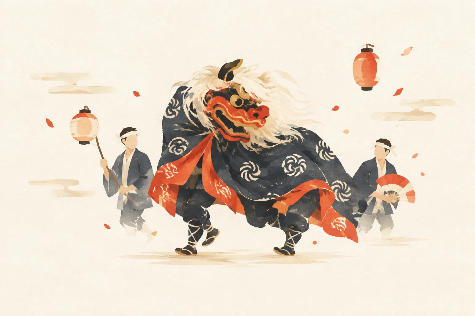 但馬の麒麟獅子舞をテーマにした祭りのイメージ
