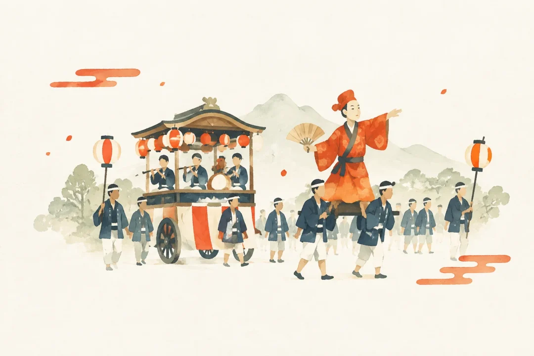 波々伯部神社のおやま行事をテーマにした祭りのイメージ