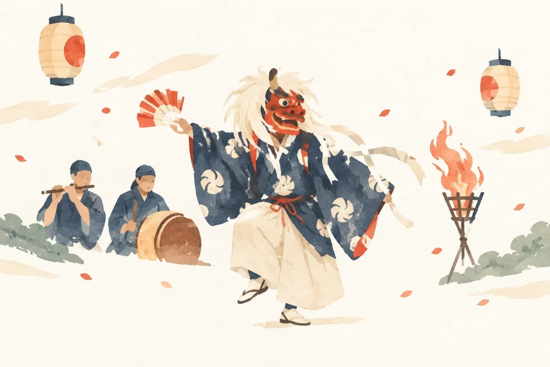 滝坂神楽をテーマにした祭りのイメージ