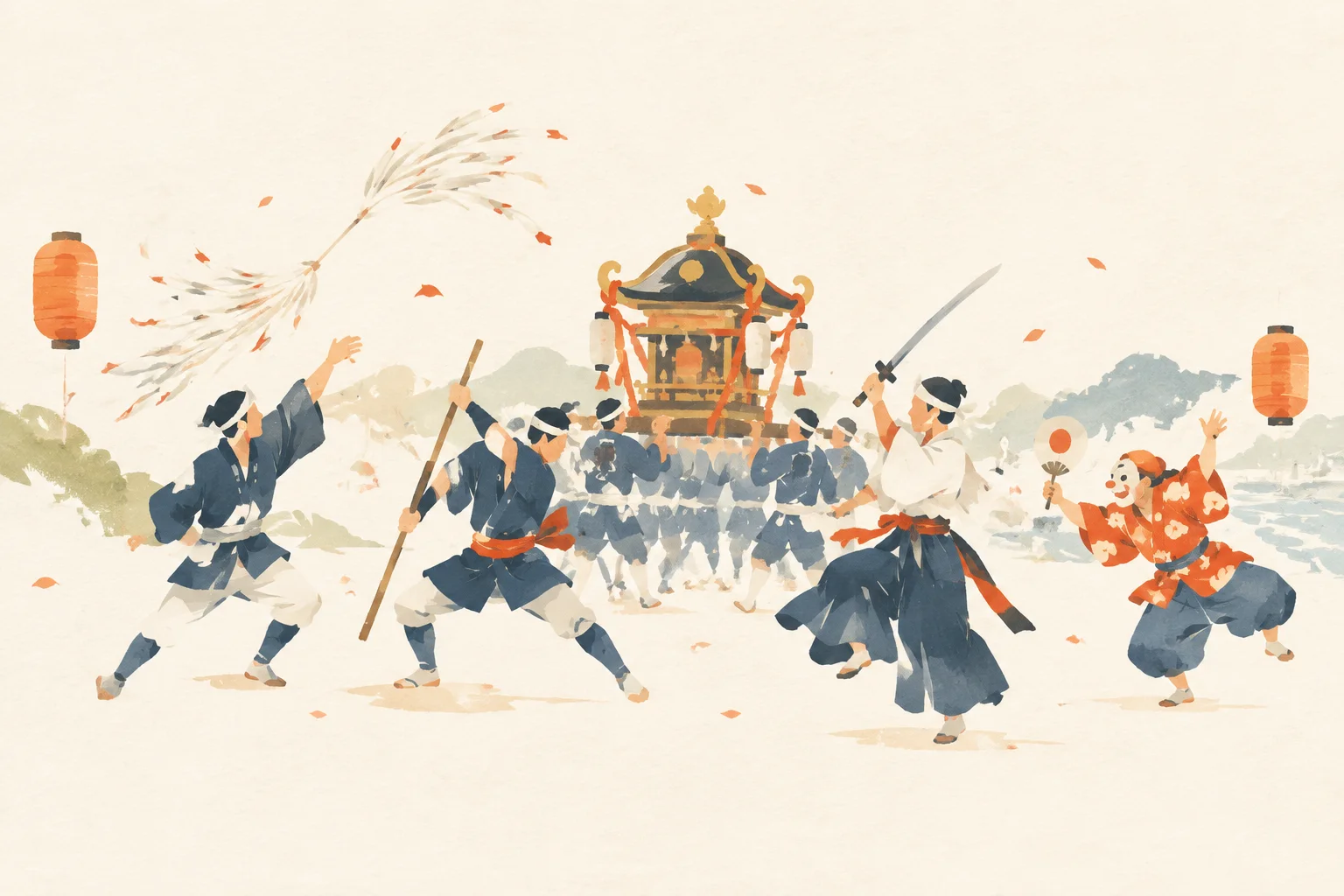 秋葉祭の芸能をテーマにした祭りのイメージ