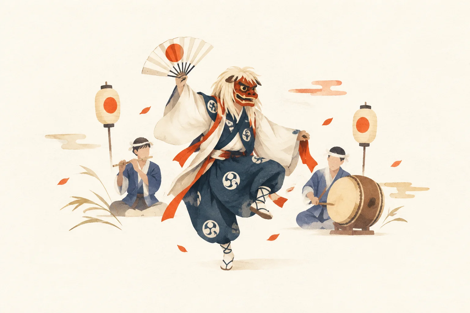 An illustration of a festival themed around Tsunoyama Kagura