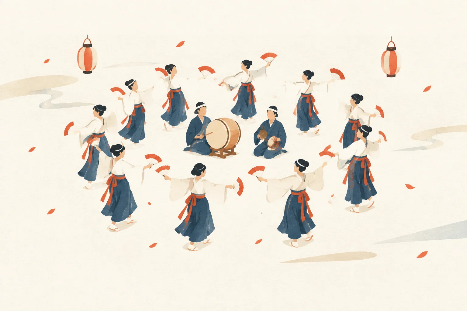 An image of a festival themed around the Tsuntsuku Dance of Tei