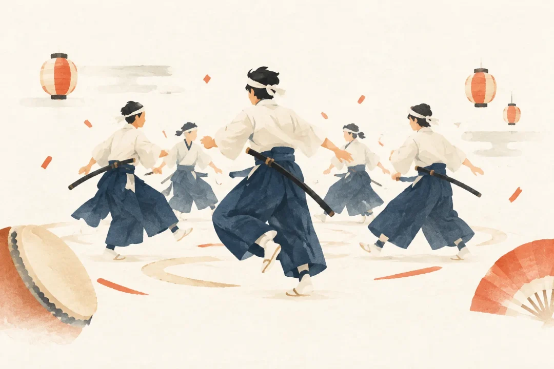 高瀬の荒踊をテーマにした祭りのイメージ