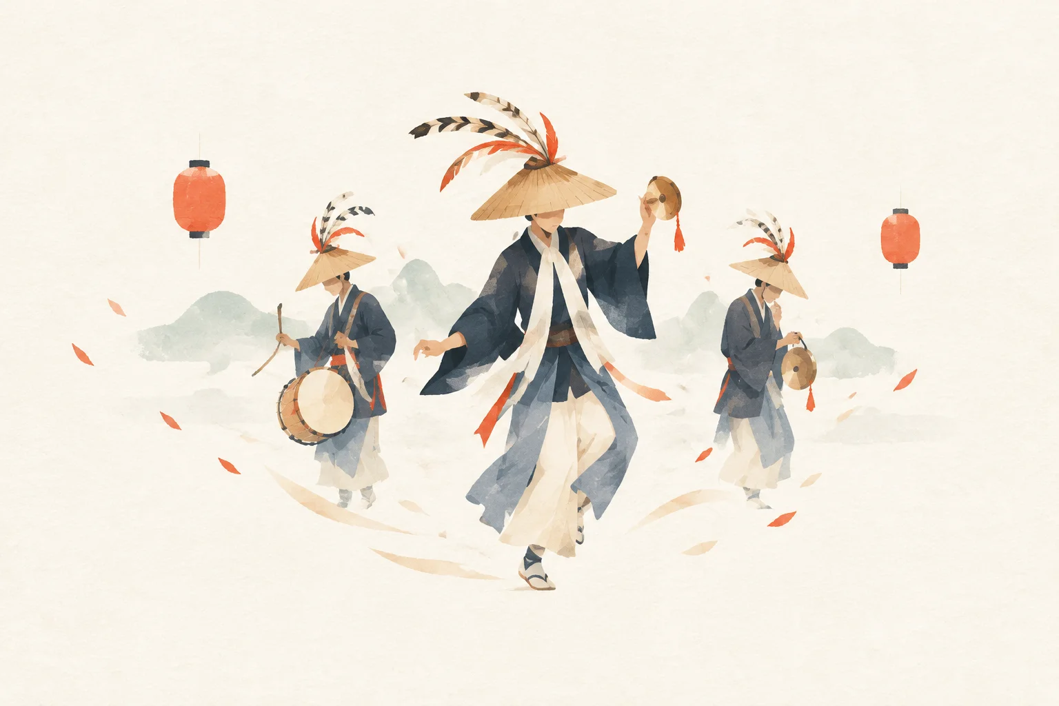 An illustration of a festival themed around Kodai Odori
