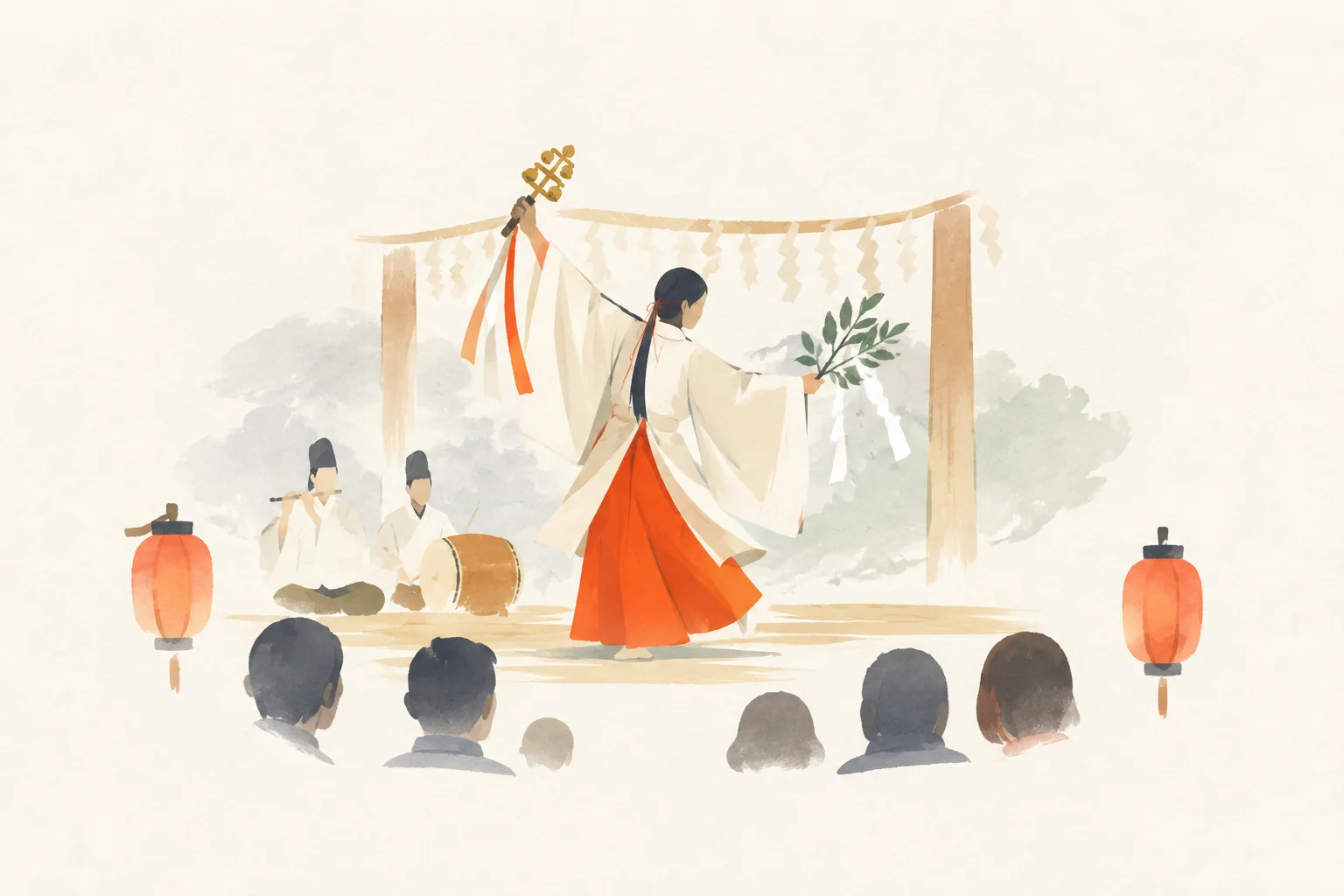 Illustration of a festival themed around Takachiho Kagura
