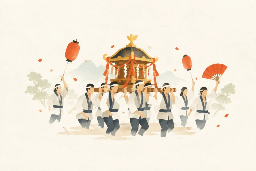 日向南郷神門神社・木城比木神社の師走祭りをテーマにした祭りのイメージ