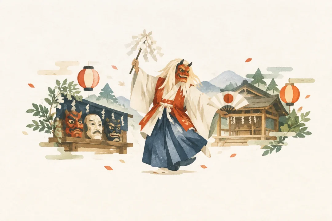 諸塚神楽をテーマにした祭りのイメージ