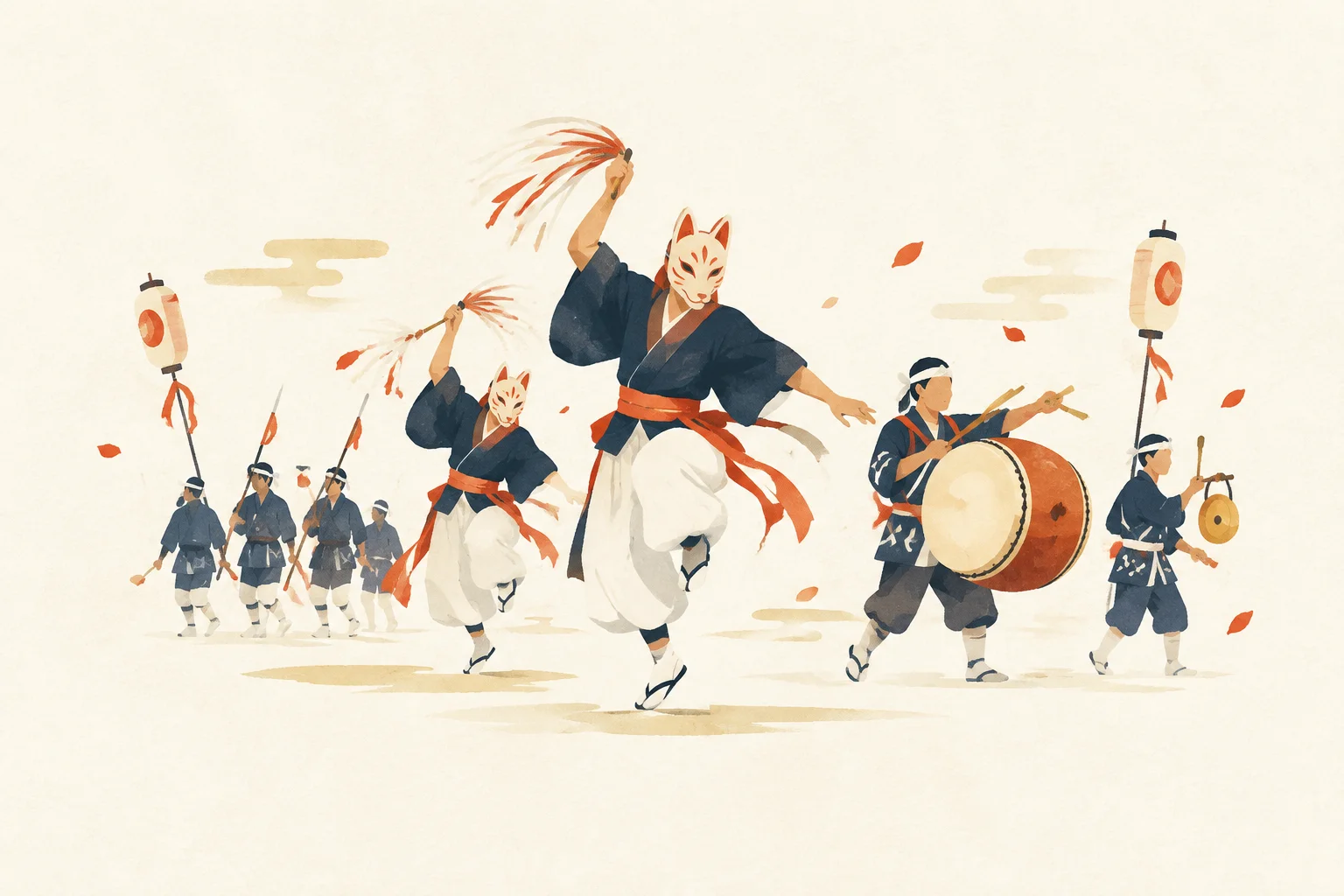吉左右踊・太鼓踊をテーマにした祭りのイメージ
