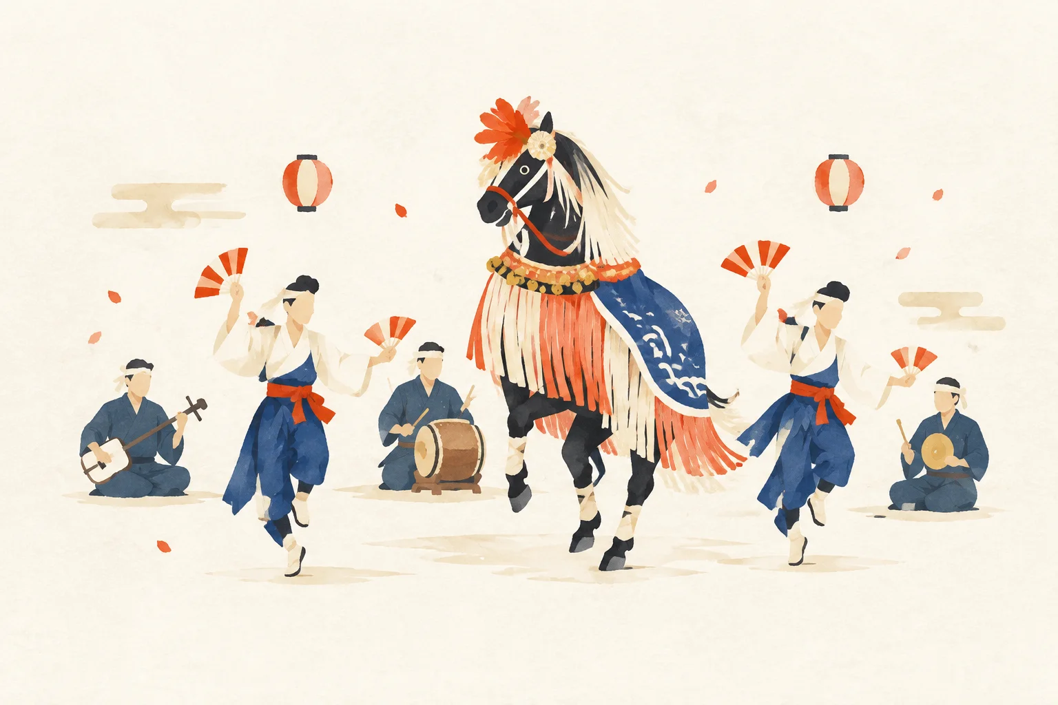 薩摩の馬踊りの習俗をテーマにした祭りのイメージ