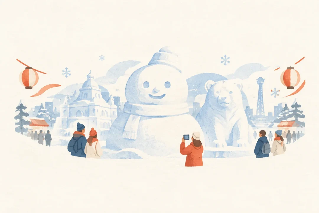 さっぽろ雪まつりをテーマにした祭りのイメージ