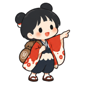 楽しそうに行き先を指さす、こよみ